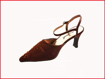Brown Wedding Shoes on Ladies Satin Beaded Brown Wedding Sandals Shoes 5   8